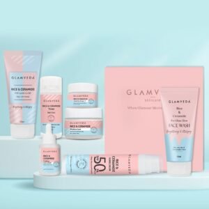 Glamveda Korean Rice & Ceramide 7 Step Weekly Skincare Routine For Women with Gift Box