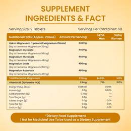 Vlado's Himalayan Organics 5X Strength Liposomal Magnesium Supplement - 2100mg+ with Chelated Magnesium Glycinate | For Sleep, Cramps, Recovery, Nerve & Muscle Function, Clinically Proven, 100% RDA - 120 Tablets - Image 2