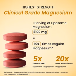 Vlado's Himalayan Organics 5X Strength Liposomal Magnesium Supplement - 2100mg+ with Chelated Magnesium Glycinate | For Sleep, Cramps, Recovery, Nerve & Muscle Function, Clinically Proven, 100% RDA - 120 Tablets - Image 7
