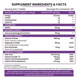 Vlado's Himalayan Organics Alfalfa Calcium 1200mg with Vitamin D, k2, Mk7, B12, Zinc & Magnesium - 120 Veg Tablets - Image 6