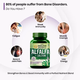 Vlado's Himalayan Organics Alfalfa Calcium 1200mg with Vitamin D, k2, Mk7, B12, Zinc & Magnesium - 120 Veg Tablets - Image 4