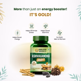 Vlado's Himalayan Organics Ashwagandha Gold | Supports Strength, Energy & Immunity | 60 Veg Capsules - Image 3