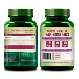 Vlado's Himalayan Organics Biotin 10000Mcg For Healthy Hair And Skin - 120 Tablets - Image 10