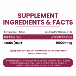 Vlado's Himalayan Organics Biotin 10000Mcg For Healthy Hair And Skin - 60 Tablets - Image 2