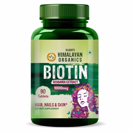 Vlado’s Himalayan Organics Biotin 10000 MCG tablets for Hair Growth, Radiant Skin and Stronger Nails I Sesbania Grandiflora Extract Biotin I Biotin Supplement for men & Women - 90 Veg Tablets
