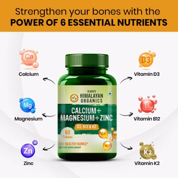 Vlado's Himalayan Organics Calcium Magnesium Zinc Vitamin D3 & B12-60 Vegetarian Tabs - Image 6