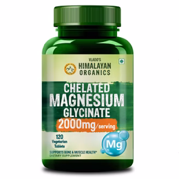 Vlado's Himalayan Organics Chelated Magnesium Glycinate Supplement 2000mg | Highly Absorbable Magnesium I Support in Muscle, Cramps, Recovery, & Nerve Relaxation, Better Sleep Quality for Men & Women - 120 Veg Tab