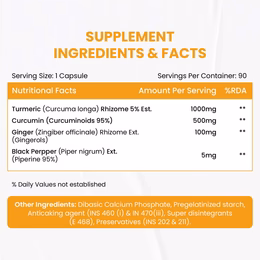 Vlado's Himalayan Organics Curcumin With Biopiperine 1500mg Tablets With 95% Curcuminoids Supplements For Better Absorption | Good For Skin & Joint pains | Immunity Booster for Men And Women - 90 Veg Tablets - Image 4