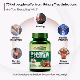 Vlado's Himalayan Organics D-MANNOSE + CRANBERRY Antioxidant Rich Supplement for Kidney Health & Urinary Tract Infection - 90 Tablets - Image 2