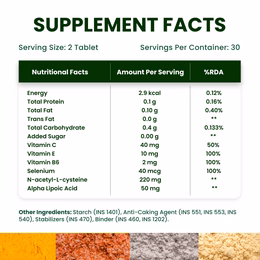 Vlado's Himalayan Organics Glutathione Builder for Anti-Ageing & Skin Brightening with ( Vitamin C, E, B6 & Curcumin ) - 60 Veg Tablets - Image 4