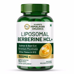 Vlado's Himalayan Organics Liposomal Berberine HCL+ 1500mg+ with Piperine, Chromium , Bitter Melon, Bael, Gudmar & Vitamin B12 |For Metabolism, Hormonal Balance, Healthy Blood Sugar & Cholesterol Levels | 60 Veg Tablets