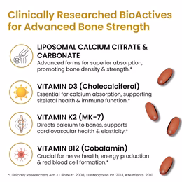 Vlado’s Himalayan Organics Liposomal Calcium 2100mg with Vitamin D3 + K2 (MK-7) & Vitamin B12 | Better Absorption | Supports Healthy Bones, Heart, Joints & Recovery | For Men & Women | 60 Veg Tablets - Image 4