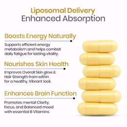 Vlado’s Himalayan Organics Liposomal Vitamin B Complex with 100% RDA B1, B2, B3, B5, B6, B9 & B12 | Hair Growth, Boost Energy And Immunity (60 Capsules) - Image 8