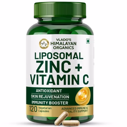 Vlado's Himalayan Organics Liposomal Zinc With Vitamin C Supplement | Digestive Health | Improve Iron Absorption | Double Antioxidant & Immune Support -120 Veg Capsules