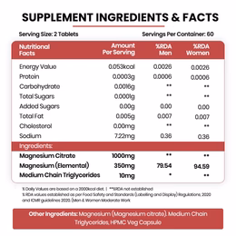 Vlado's Himalayan Organics Magnesium Citrate 1000mg I magnesium supplement Muscle Relaxation & Good Sleep Magnesium for men & Women- 60 Veg Capsules - Image 2