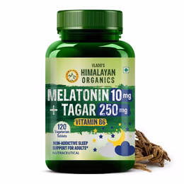 Vlado's Himalayan Organics Melatonin 10mg + Tagar 250mg | Non-Habit Forming, Potent Sleep Aid Formula - 120 Veg Tabs