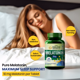 Vlado's Himalayan Organics Melatonin 10 MG Healthy Sleep Cycle | Helps Stress & Anxiety Relief | Improve Concentration | Non-Habit Forming (120 Tablets) - Image 5