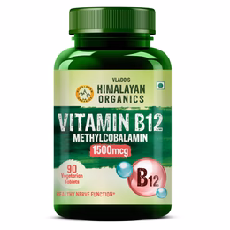 Vlado's Himalayan Organics Methylcobalamin Vitamin B12 1500mcg Supplement support Brain, Nerve Function and Energy - 90 Veg Tablets