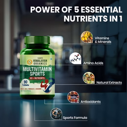 Vlado's Himalayan Organics Multivitamin Sports 60+ Nutrients | Vitamin B1,B2,B3,B5,B6,B12,A,E,C,D,K,Biotin,Calcium,Zinc - 90 Veg Tablets - Image 5