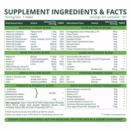 Vlado's Himalayan Organics Multivitamin With Probiotics - 60 Ingredients Supplement For Men And Women - 180 Veg Tablets - Image 2