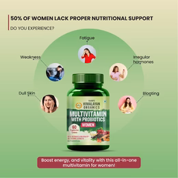 Vlado's Himalayan Organics Multivitamin with Probiotics for Women | 60 Veg Tabs | 60 + Natural Extracts, Essential Vitamins & Minerals |Vitamin D3, B12, Calcium, Curcumin & Biotin - Image 2