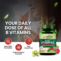 Vlado's Himalayan Organics Natural Vitamin B12 Supplement- with Vitamin B1,B2,B3,B5,B6,B7,B9,Moringa | Support Nerve Health & Brain Function I Energy Production, Energy, Maximize Absorption, Boost Metabolism I For Men & Women - 60 Vegetarian Capsules - Image 5