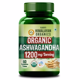 Vlado's Himalayan Organics Organic Ashwagandha 1200mg Tablets | Stress & Anxiety Relief Tablets | Ashwagandha Powder tablet 1000 mg | Rejuvenates Mind & Body General Wellness - 60 Tablets,
