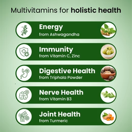 Vlado's Himalayan Organics - Organic Multivitamins with Iron ,Zinc ,Vitamin B3, C ,Organic Ashwagandha , Tribulus & Turmeric - 100% Organic , Non-Synthetic - for Immunity, Engergy stamina , Hair, Skin & Bones - 60 Veg Tablets - Image 6