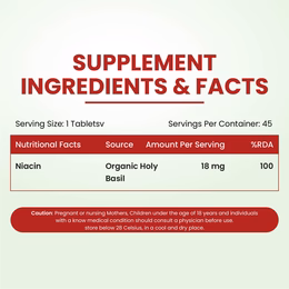 Vlado's Himalayan organics - Organic Niacin (Vitamin B3 ) 18 mg / Serving - for Vascularity & Increase Cellular Energy - 45 Veg Tablets - Image 2