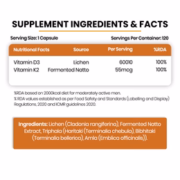 Vlado's Himalayan Organics Plant Based 600iU Supplement | Vitamin D3(Lichen) + K2(Menaquinone Mk7) | Faster Absorption | Boost Immunity | Healthy Bones -120 Veg Capsules - Image 6