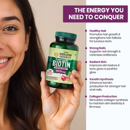 Vlado's Himalayan Organics Plant Based Biotin 10000 mcg for Hair Growth - 120 Veg Capsules - Image 4