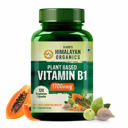 Vlado's Himalayan Organics Plant-Based Vitamin B1 | Rich in Antioxidants | Supports Memory And Energy (120 Capsules)
