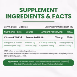 Vlado's Himalayan Organics Plant-Based Vitamin K2 MK- 7 Supplement Supports Stronger Bone & Heart Health I 55 MCG / Serving - k2 supplements for Men & Women - 120 Veg Capsules - Image 6