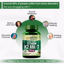 Vlado's Himalayan Organics Plant-Based Vitamin K2 MK- 7 Supplement Supports Stronger Bone & Heart Health I 55 MCG / Serving - k2 supplements for Men & Women - 120 Veg Capsules - Image 2