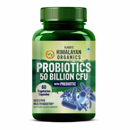 Vlado's Himalayan Organics Probiotics Supplement 50 billion CFU with Prebiotics 150mg for Digestion, Gut Health & Immunity - 60 Veg Capsules