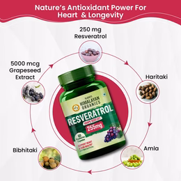 Vlado's Himalayan Organics Resveratrol 255mg with Grape Seed Extract Supplement | Support Heart And Skin Health | Powerful Anti-oxidant for Anti-Ageing - 60 Veg Capsules - Image 6