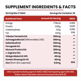 Vlado's Himalayan Organics Testosterone Booster | Supports Muscle & Energy Boost | With Tribulus, Ashwagandha, Safed Musli & Zinc | 60 Veg Tabs - Image 5