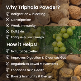 Vlado's Himalayan Organics Triphala Powder - 100 GM | Triphala Churna For Gut, Immune & Intestinal Health | Colon & Digestion, For Balanced Bowel & Gut Health, Contains Bioactives and Antioxidants, GMP & NPOP Certified Organic I Helps Relieve Constipation - Image 8