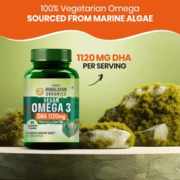 Vlado's Himalayan Organics Vegan Omega 3 - 1120 MG Supplement | 3X Strength | Veg DHA | Vegetarian Omega 3 | Algal DHA | Plant Based | No Fish oil Used I Healthy Heart, Joints & Eyes I Omega Capsules for Men & Women- 60 Veg Capsules - Image 4