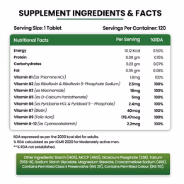 Vlado's Himalayan Organics Vitamin B Complex with 100% RDA B1, B2, B3, B5, B6, B7, B9 & B12 Supplement to Support Cognitive Health - 120 Veg Tablets - Image 4