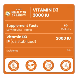 Vlado's Himalayan Organics Vitamin D3 2000IU - Chewable Vitamin D Tablets | Cholecalciferol Vitamin D3 for Bone & Immunity | Vitamin D3 Supplement for Women & Men | Orange Flavour - 60 Tablets - Image 2