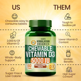 Vlado's Himalayan Organics Vitamin D3 5000IU - Chewable Vitamin D Tablets | Cholecalciferol Vitamin D3 Supplement for Bone & Immunity | For Men And Women | Orange Flavour - 60 Tablets - Image 7