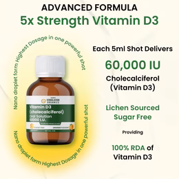 Vlado's Himalayan Organics Vitamin D3 60000 IU Shots | Cholecalciferol Vitamin D3 60000 IU Supplement I Sugar Free I Oral Solution I Vitamin D 60K for Men & Women – 5ml Each bottle - Orange Flavour - (Pack of 8) - Image 2