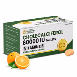 Vlado's Himalayan Organics Vitamin D3 60000 IU Tablets | Cholecalciferol I Vitamin D3 60k Supplement | Vitamin D 60000 iu Tablets | Cholecalciferol Supplement 60000iu for men & women | Orange Flavour - 40 Tablets