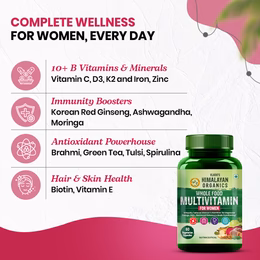 Vlado's Himalayan Organics Whole Food Multivitamin For Women With Vitamin B1, B2, B3, B5, B6, B7, B9, B12, C, D, E, Calcium, Magnesium, Zinc - 60 Veg Capsules - Image 5