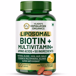 Vlado’s Himalayan Organic Liposomal Biotin 10000 MCG Supplement For Men And Women With Amino Acids+Multivitamin+Multimineral For Healthy Hair, Skin & Nails -120 Vegetarian Tablets - Image 4