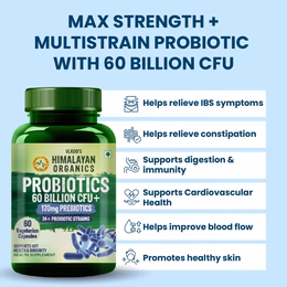 Vlado’s Himalayan Organic Probiotics 60 Billion CFU + 170Mg Prebiotics + 24 Strains Supplement | Better Nutrient Absorption | Healthy Digestion, Stronger Immunity & Overall Wellness - 60 Veg Capsules - Image 2